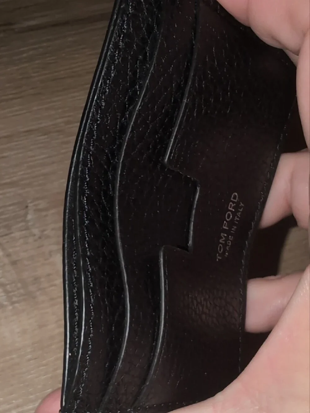 Tom Ford Black Pebbled Leather Slim Card Case